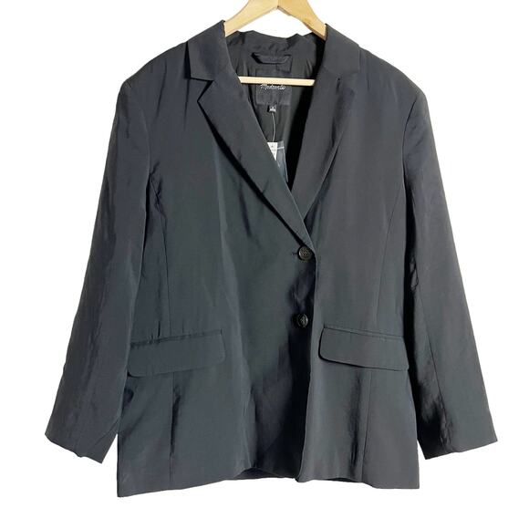 Madewell Black Oversized Relaxed Softdrape Blazer Jacket Size Medium - Picture 7 of 14